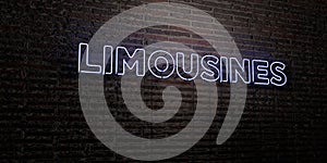 LIMOUSINES -Realistic Neon Sign on Brick Wall background - 3D rendered royalty free stock image