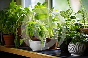 limp and undernourished houseplants in a pot photo