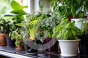 limp and undernourished houseplants in a pot photo