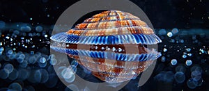 Limpet shell reflected in blue ringe photo