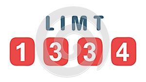 LIMT Text with Numbers 1 3 3 4 Flat Icon for Limit, vector design Generative AI