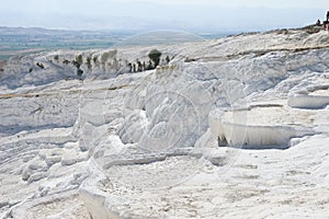 Limy cascades of flowing down water in Turkey.