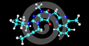 Linagliptin molecular structure isolated on black