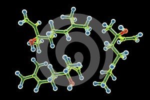 Linalool molecule, 3D illustration