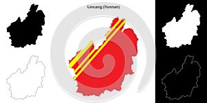 Lincang outline map