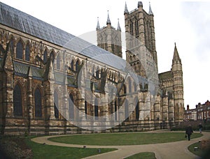 Lincoln Cathedral facing West. Lincolnshire, UK