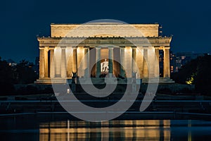 The Lincoln Memorial and Reflecting Pool at night, at the National Mall in Washington, DC