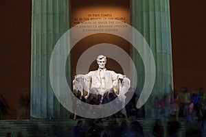 Lincoln Memorial statue at night