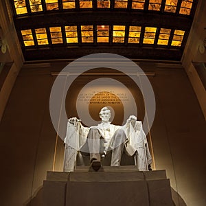 Lincoln Memorial statue at night