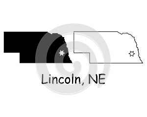 Lincoln Nebraska NE State Border USA Map