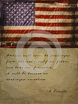 Lincoln Quotation and America Flag