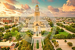 Lincoln skyline and Nebraska State Capitol photo