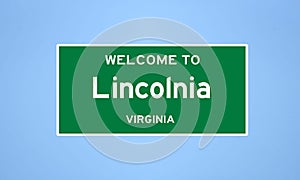 Lincolnia, Virginia city limit sign. Town sign from the USA.