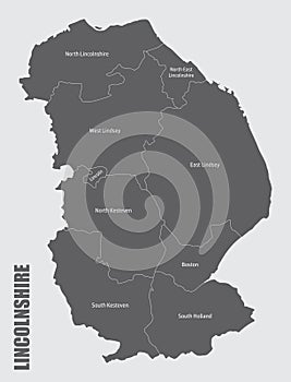 Lincolnshire county administrative map