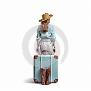 Linda: A Serene Woman With Hat, Boots, And Luggage