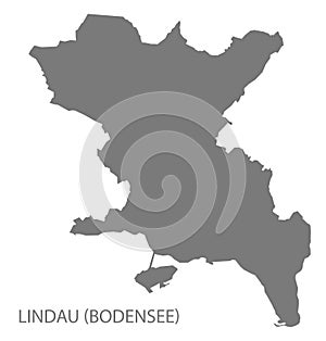 Lindau (Bodensee) German city map grey illustration silhouette shape