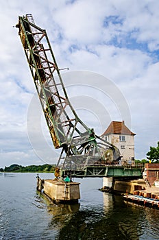 The Lindaunis Bridge is a bascule bridge crossing the Schlei, an inlet of the Baltic Sea in Schleswig-Holstein, at one of its