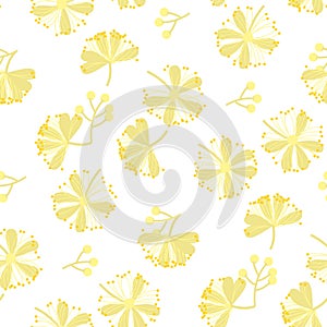 Linden blossom hand drawn vector seamless pattern