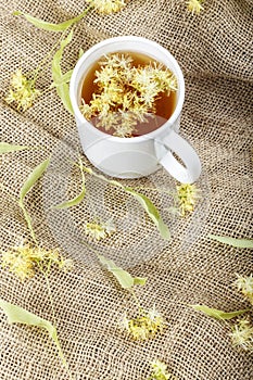 Linden tea on burlap