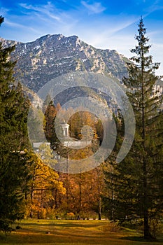 Linderhof Palace inner garden in autumn