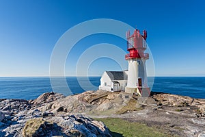Lindesnes Lighthouse, Lindesnes fyr, a coastal lighthouse at the southernmost tip of Norway photo