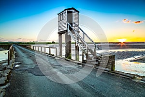 Lindisfarne refuge box at sunset