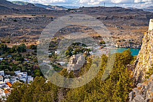 Lindos beach and part of the city