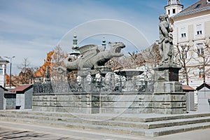 Lindwurm Fountain is a stunning architectural landmark located in Vienna, Austria