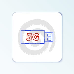 Line 5G modem for fast mobile Internet icon isolated on white background. Global network high speed connection data rate