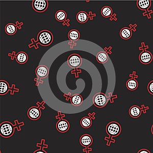 Line 8 March icon isolated seamless pattern on black background. International Happy Women Day. Vector