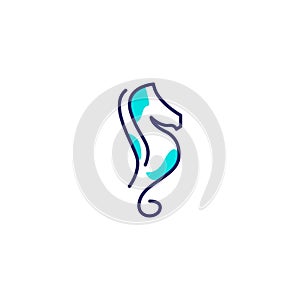 Line abstract colorful seahorse logo symbol icon vector graphic design illustration idea creative
