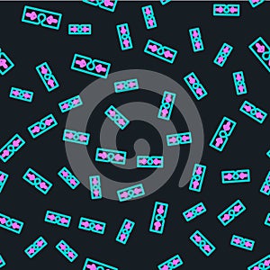 Line Acne icon isolated seamless pattern on black background. Inflamed pimple on the skin. The sebum in the clogged pore