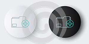 Line Add new folder icon isolated on grey background. New folder file. Copy document icon. Add attach create folder make