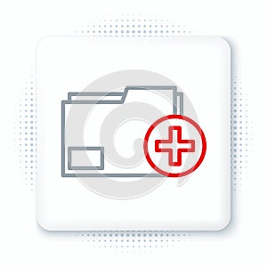 Line Add new folder icon isolated on white background. New folder file. Copy document icon. Add attach create folder