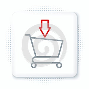 Line Add to Shopping cart icon isolated on white background. Online buying concept. Delivery service sign. Supermarket