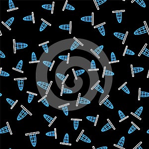 Line Agbar tower icon isolated seamless pattern on black background. Barcelona, Spain. Vector