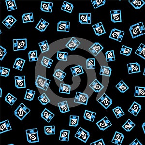 Line AI file document. Download ai button icon isolated seamless pattern on black background. AI file symbol. Vector