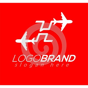 Line Airways H letter logo vector element. Initial Plane Travel logo Template