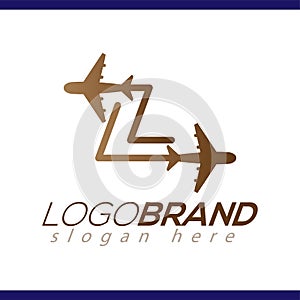 Line Airways L letter logo vector element. Initial Plane Travel logo Template