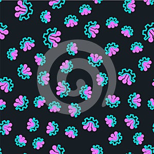 Line Algorithm icon isolated seamless pattern on black background. Algorithm symbol design from Artificial Intelligence