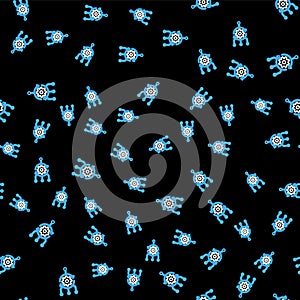 Line Algorithm icon isolated seamless pattern on black background. Algorithm symbol design from Artificial Intelligence