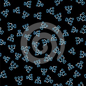 Line Algorithm icon isolated seamless pattern on black background. Algorithm symbol design from Artificial Intelligence