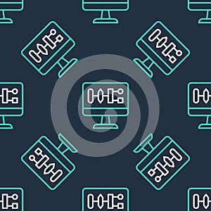 Line Algorithm icon isolated seamless pattern on black background. Algorithm symbol design from Artificial Intelligence
