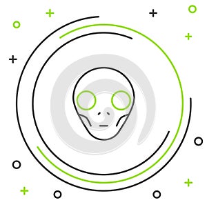 Line Alien icon isolated on white background. Extraterrestrial alien face or head symbol. Colorful outline concept