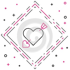 Line Amour symbol with heart and arrow icon isolated on white background. Love sign. Valentines symbol. Colorful outline concept.