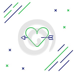 Line Amour symbol with heart and arrow icon isolated on white background. Love sign. Valentines symbol. Colorful outline concept.