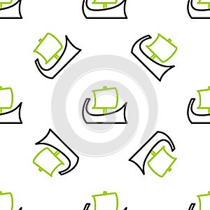 Line Ancient Greek trireme icon isolated seamless pattern on white background. Vector