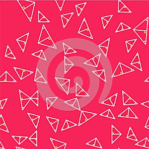 Line Angle bisector of a triangle icon isolated seamless pattern on red background. Vector