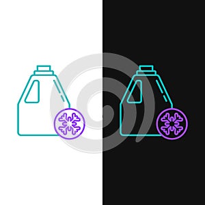 Line Antifreeze canister icon isolated on white and black background. Auto service. Car repair. Colorful outline concept