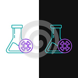 Line Antifreeze test tube icon isolated on white and black background. Auto service. Car repair. Colorful outline